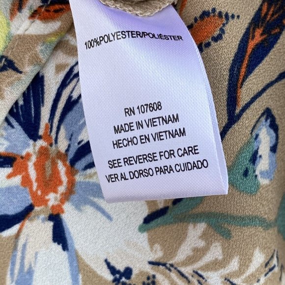 Nicole Miller Studio Floral Shift Dress Sz 12 Taupe Multi Off Shoulder Ties NWT - Picture 11 of 12